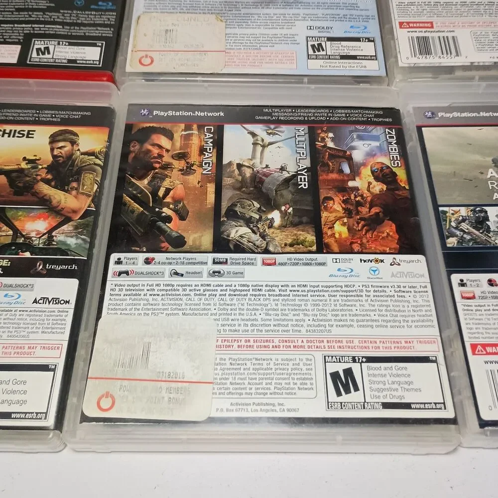 Call of Duty 4 Modern Warfare + 2 + 3 + Ghosts + Black Ops + II PS3 Video Games